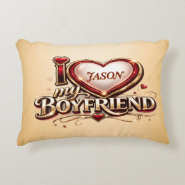 Personalized I Love My Boyfriend Custom Name Accent Kussen