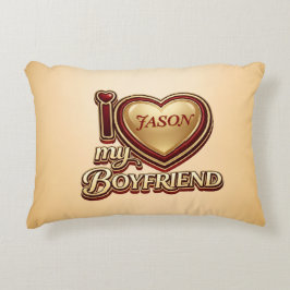 Personalized I Love My Boyfriend Custom Name Accent Kussen