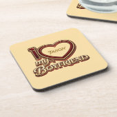 Personalized I Love My Boyfriend Custom Name Bier Onderzetter (Linkerzijde)