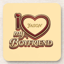Personalized I Love My Boyfriend Custom Name Bier Onderzetter
