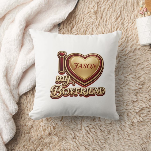 Personalized I Love My Boyfriend Custom Name Kussen (Deken)