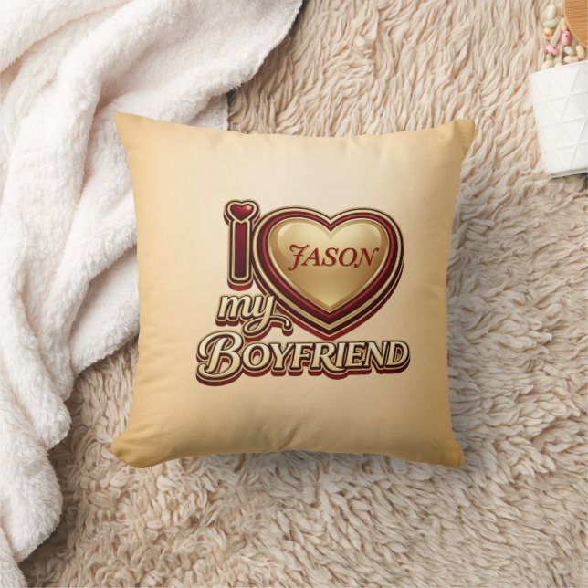Personalized I Love My Boyfriend Custom Name Kussen (Deken)