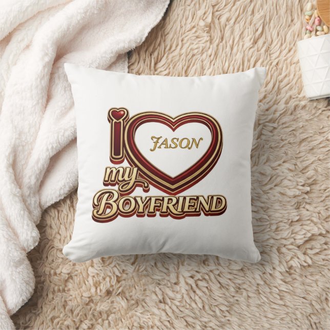 Personalized I Love My Boyfriend Custom Name Kussen (Deken)
