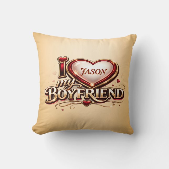 Personalized I Love My Boyfriend Custom Name Kussen (Voorkant)