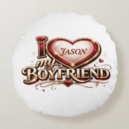 Personalized I Love My Boyfriend Custom Name Rond Kussen
