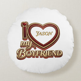 Personalized I Love My Boyfriend Custom Name Rond Kussen
