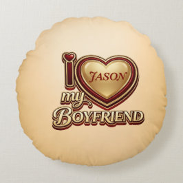 Personalized I Love My Boyfriend Custom Name Rond Kussen