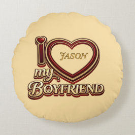 Personalized I Love My Boyfriend Custom Name Rond Kussen