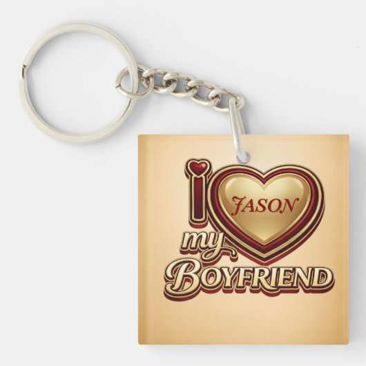 Personalized I Love My Boyfriend Custom Name Sleutelhanger (voorkant)