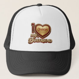 Personalized I Love My Boyfriend Custom Name Trucker Pet