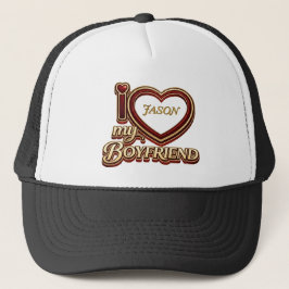Personalized I Love My Boyfriend Custom Name Trucker Pet