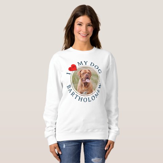 Personalized I LOVE MY DOG Hoodie Trui (Voorkant volledig)