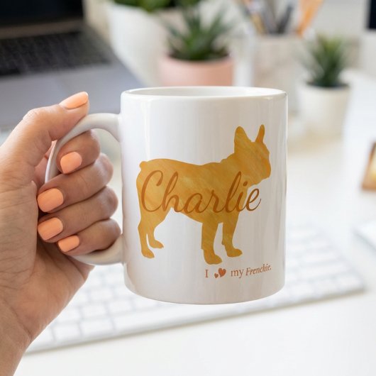 Personalized I Love My Frenchie French Bulldog Koffiemok