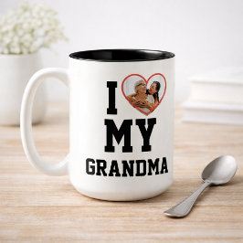 Personalized I Love My Grandma Photo Tweekleurige Koffiemok