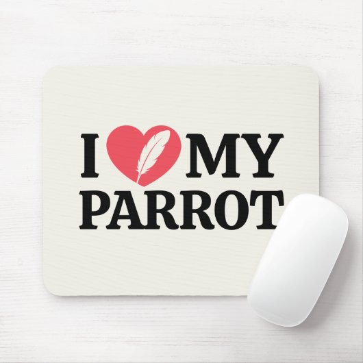 Personalized I Love My Parrot Heart Typography Muismat (Met muis)