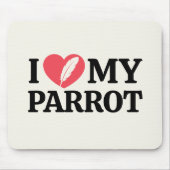 Personalized I Love My Parrot Heart Typography Muismat (Voorkant)