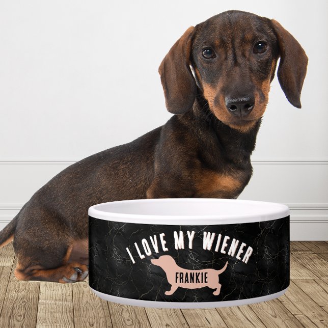 Personalized I Love My Wiener funny Dachshund Voerbakje (Creator heeft geüpload)