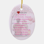 Personalized"I Love You Because"Checklist Romantic Keramisch Ornament (Voorkant)