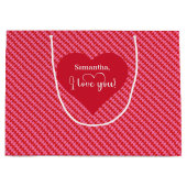 Personalized I Love You Pink Hearts Valentine  Groot Cadeauzakje (Voorkant)