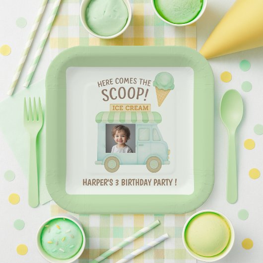Personalized Ice Cream Truck Birthday Papieren Bordje