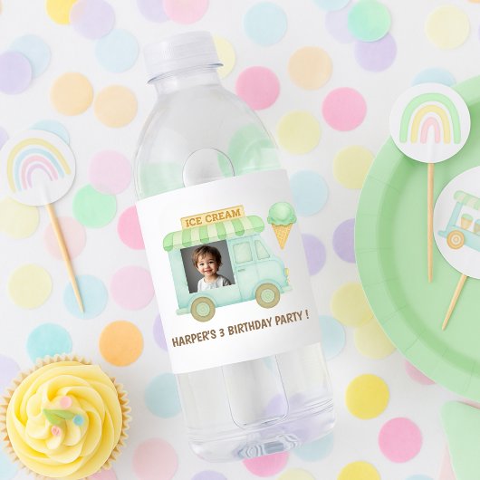 Personalized Ice Cream Truck Birthday Waterfles Etiket