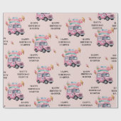Personalized Ice Cream Truck Pink Birthday Cadeaupapier (Vlak)