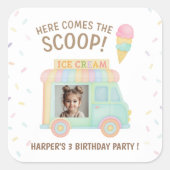 Personalized Ice Cream Truck Rainbow Sprinkle Vierkante Sticker (Voorkant)