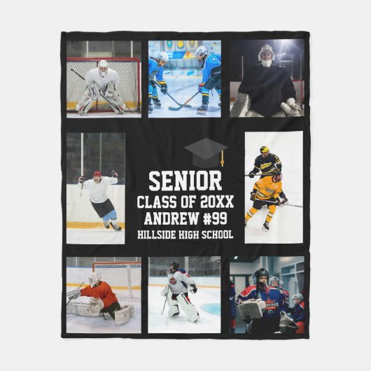 Personalized Ice Hockey Senior Night Graduation Fleece Deken (Voorkant)