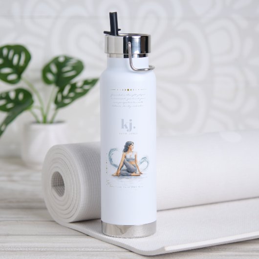 Personalized Illustrated Aquarius Zodiac Quote Waterfles (Yoga (Gedraaid)  )