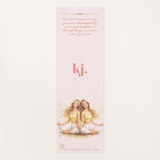 Personalized Illustrated Gemini Zodiac Quote Yogamat (Voorkant)