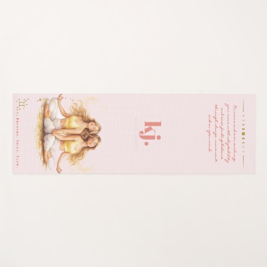 Personalized Illustrated Gemini Zodiac Quote Yogamat (Voorkant (horizontaal))