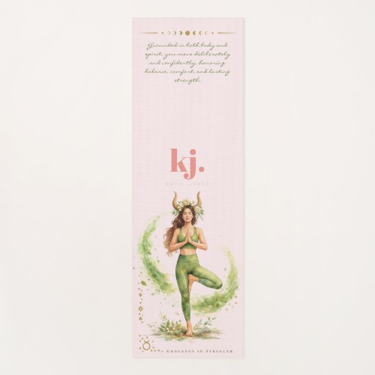 Personalized Illustrated Taurus Zodiac Quote Yogamat (Voorkant)