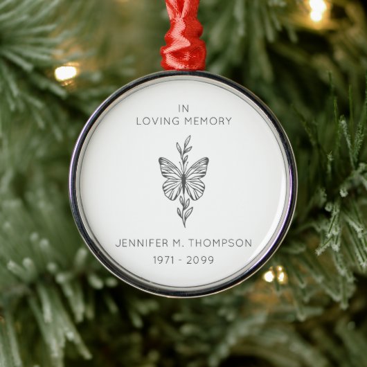 Personalized In Loving Memory Butterfly Metalen Ornament (Boom)