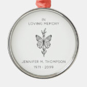 Personalized In Loving Memory Butterfly Metalen Ornament (Voorkant)