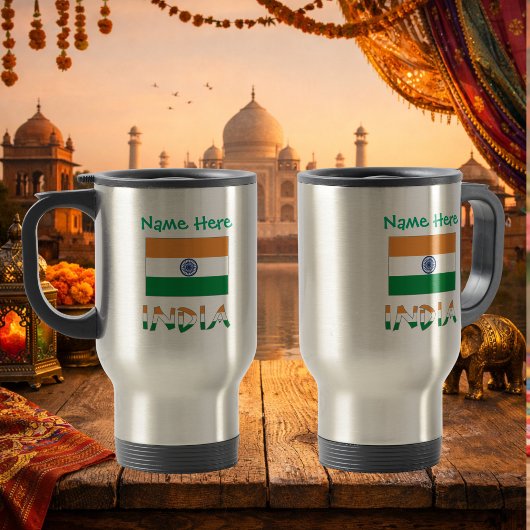 Personalized India Flag Reisbeker