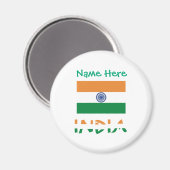 Personalized India Flag Round Magneet (Voorkant / Achterkant)