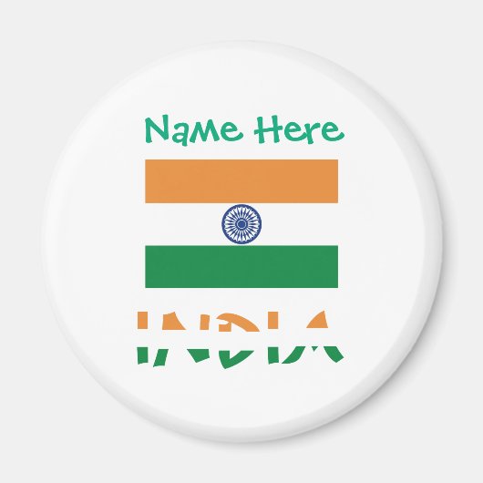 Personalized India Flag Round Magneet (Voorkant)