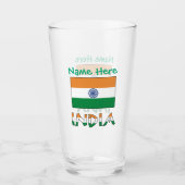 Personalized India Flag Two‑Sided Design Glas (Voorkant)