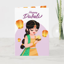 Personalized Indian Girl Diwali Floating Lantern