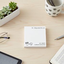Personalized Infinity Heart and Paws Post-it Notes