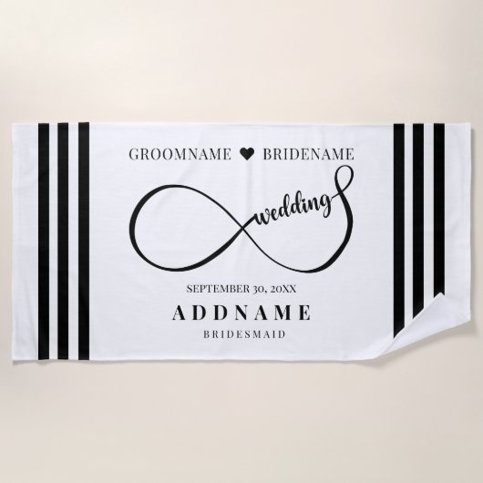 Personalized Infinity Wedding Favor Gift Strandlaken (Voorkant)