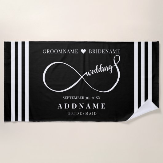 Personalized Infinity Wedding Favor Gift Strandlaken (Voorkant)