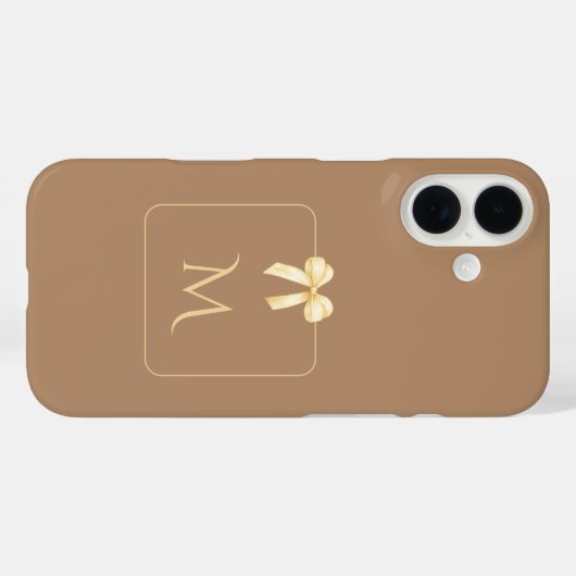 Personalized Initial Bow Brown Aesthetic Case-Mate iPhone Case (Achterkant (horizontaal))