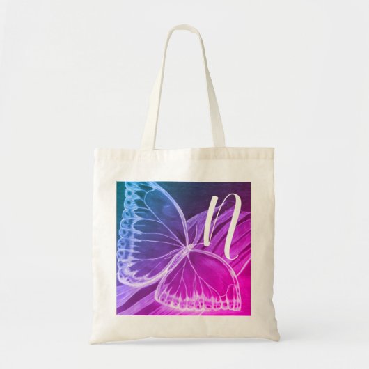 Personalized Initial Butterfly Shopper Tote Bag (Voorkant)