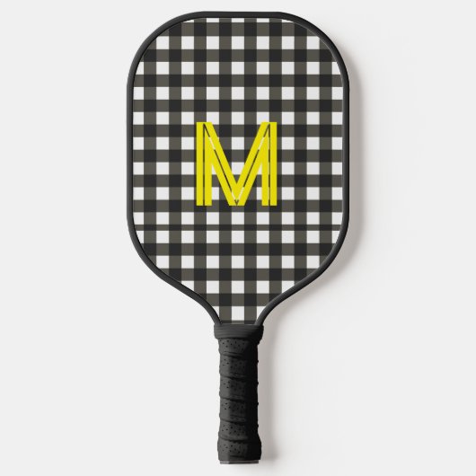 Personalized Initial Checkered Modern Minimal Pickleball Paddle (Voorkant)
