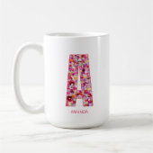 Personalized Initial | Floral Letter A Monogram Koffiemok (Links)