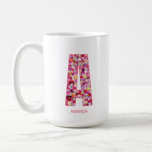 Personalized Initial | Floral Letter A Monogram Koffiemok (Links)