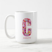 Personalized Initial | Floral Letter C Monogram  Koffiemok (Links)