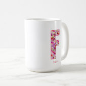 Personalized Initial | Floral Letter F Monogram Koffiemok (Voorkant rechts)