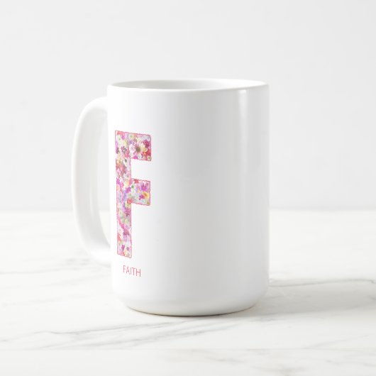 Personalized Initial | Floral Letter F Monogram  Koffiemok (Voorkant links)